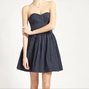 Jack Wills Navy Blue Strapless Floral Dot Dress